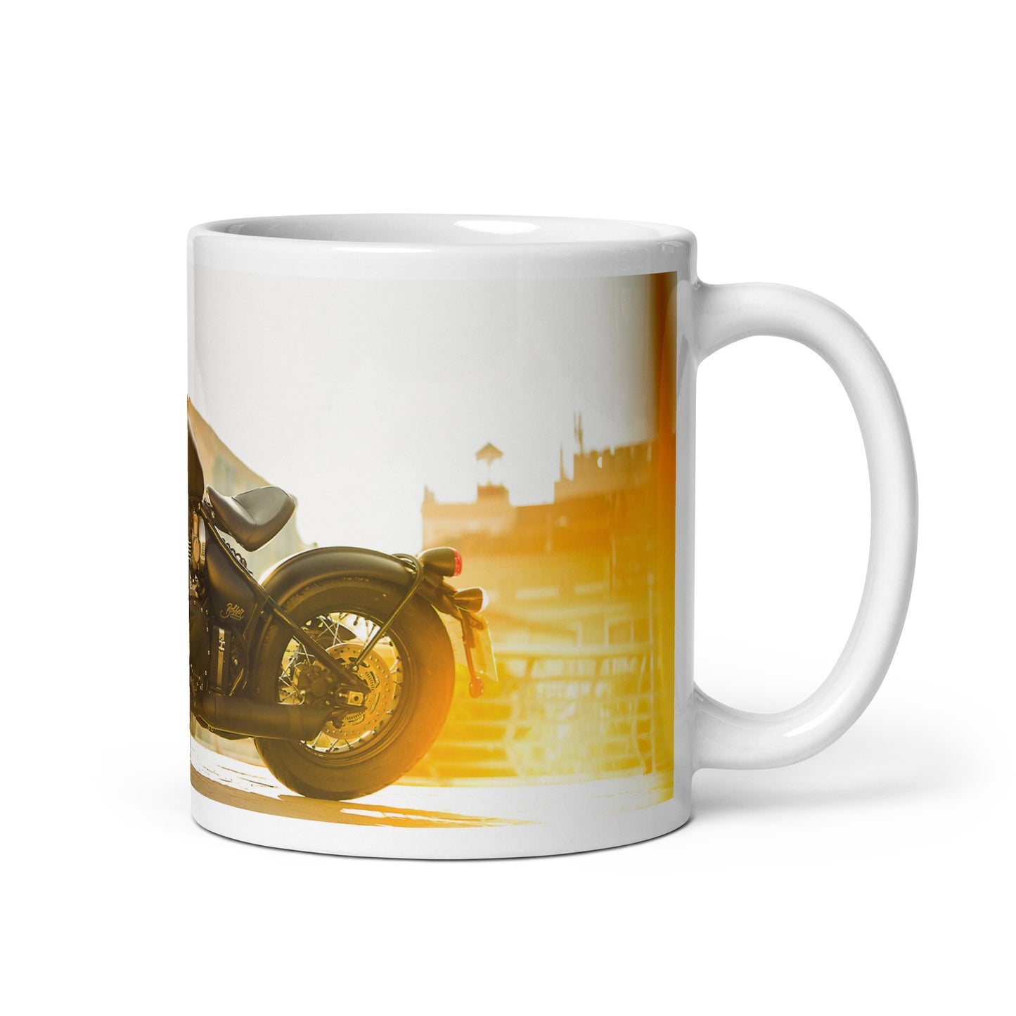 Triumph Bobber motorcycle mug - white