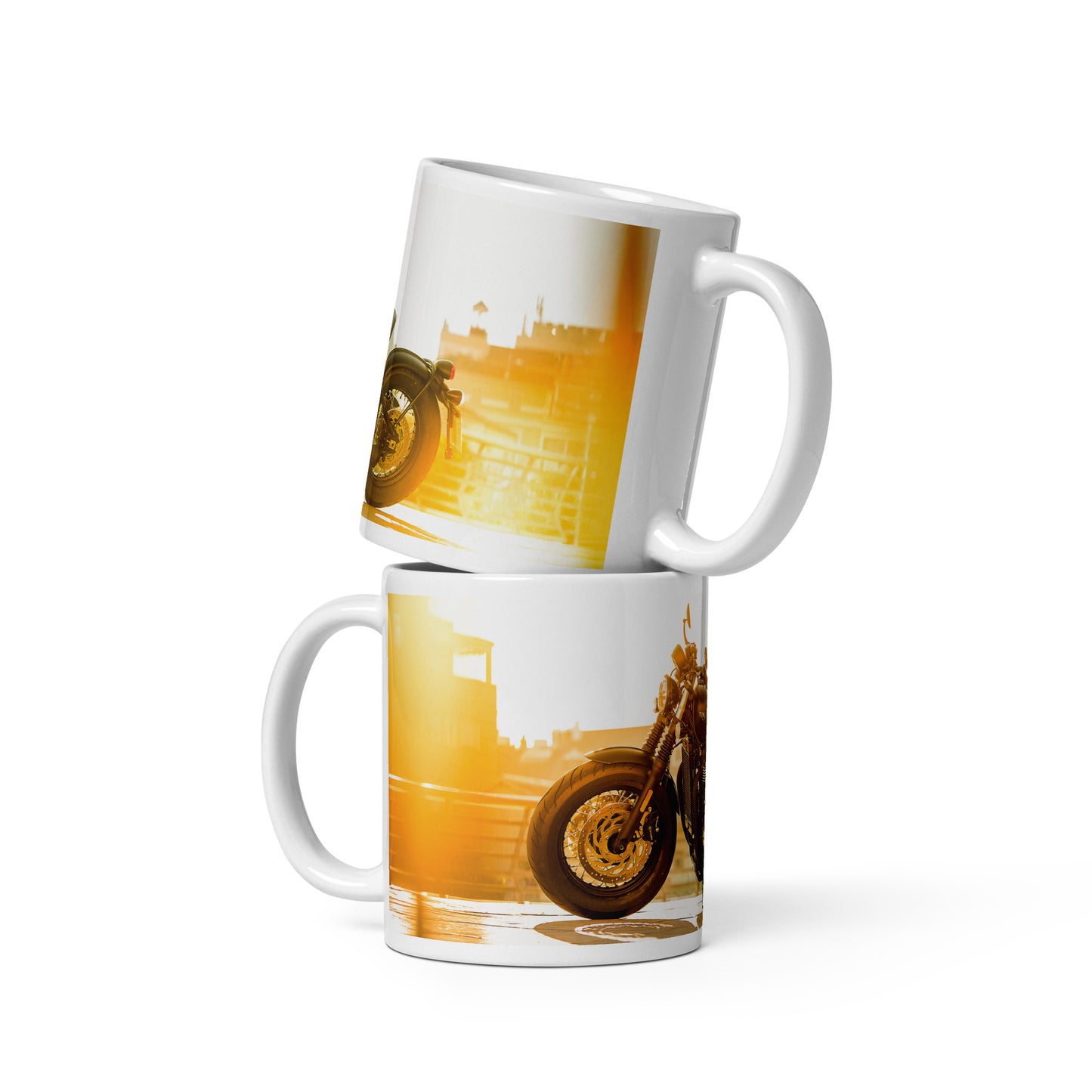 Triumph Bobber motorcycle mug - white