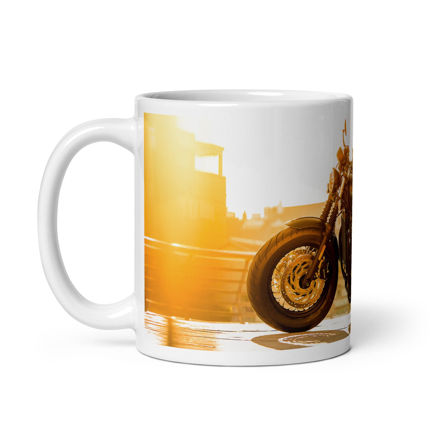Triumph Bobber motorcycle mug - white
